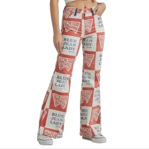 Wrangler High Rise Flare Jeans with Orange and Blue Print